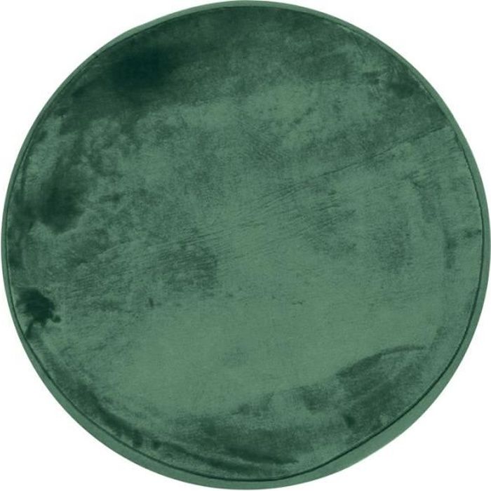 FLANELLE - Tapis rond extra-doux effet velours vert foncé diam.70