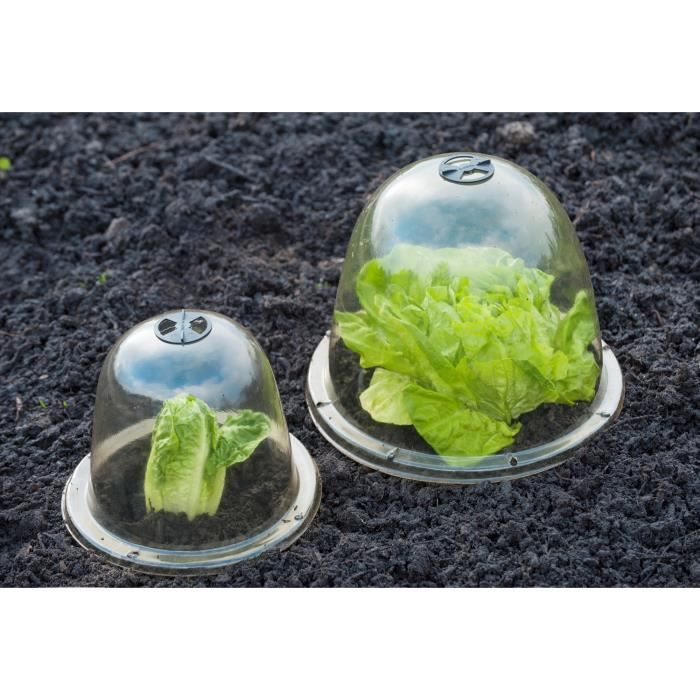 Lot de 3 cloches pour plants diam. 25 cm avec système de ventilation et ancrage-