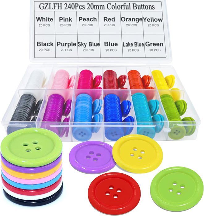 10 Boutons à Coudre En Résine 40L (25mm) : Ronds Plats 4 Trous, Remplacement Pour Manteaux Et Vêtements DIY