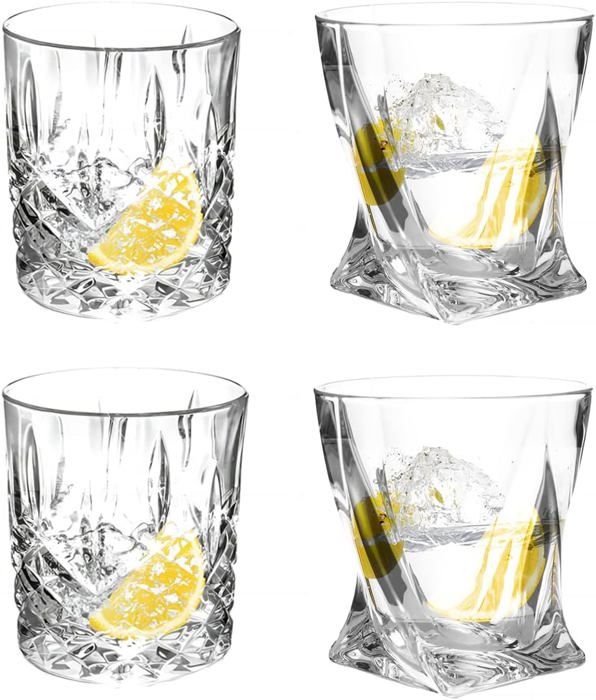 PARACITY Lot De 2 Verres à Whisky Style Antique En Cristal - Base Épaissie Et Bords Lisses