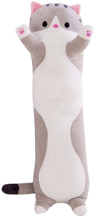 Coussin Douillet En Forme De Chat Blanc - Peluche Oreiller Moelleuse 42x32cm, Décoration Canapé Et Câlins