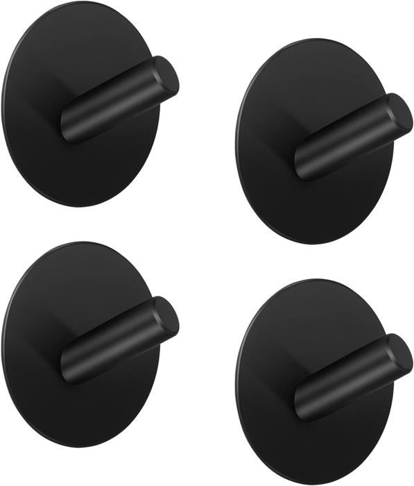 Yesaler 8 Pièces Crochets Muraux Rond Noir 50mm - Acier Inoxydable, Pour Vêtements, Chambre Et Salle De Bain