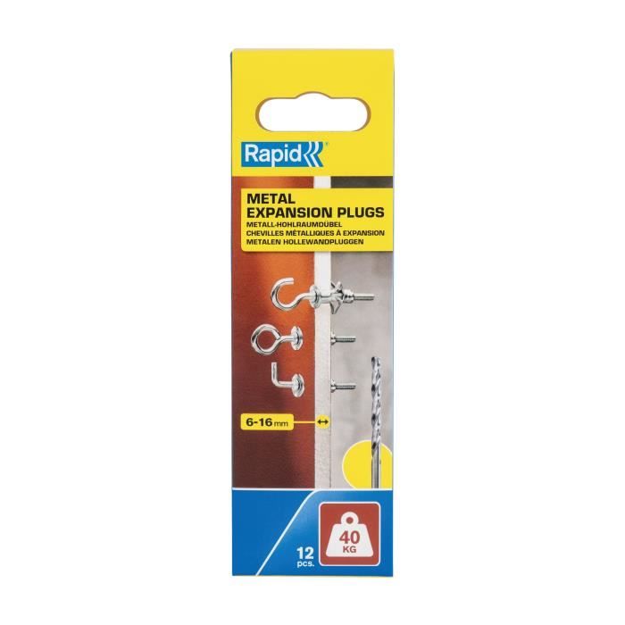 Chevilles à expansion métallique Rapid Ø8x46mm Charge jusqu'à 25kg Lot de 50 Acier zingué - vue 5