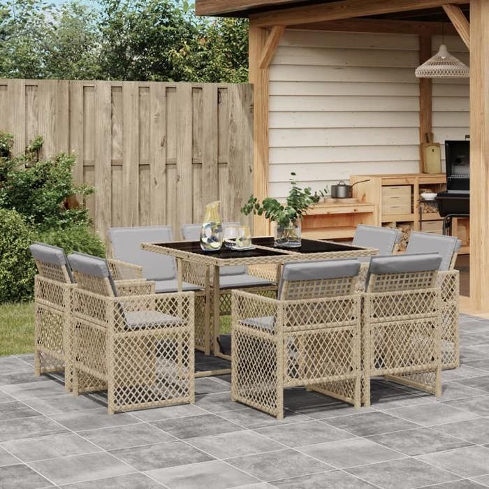 VidaXL Ensemble à Manger de Jardin 9 pcs Mélange - vue 2