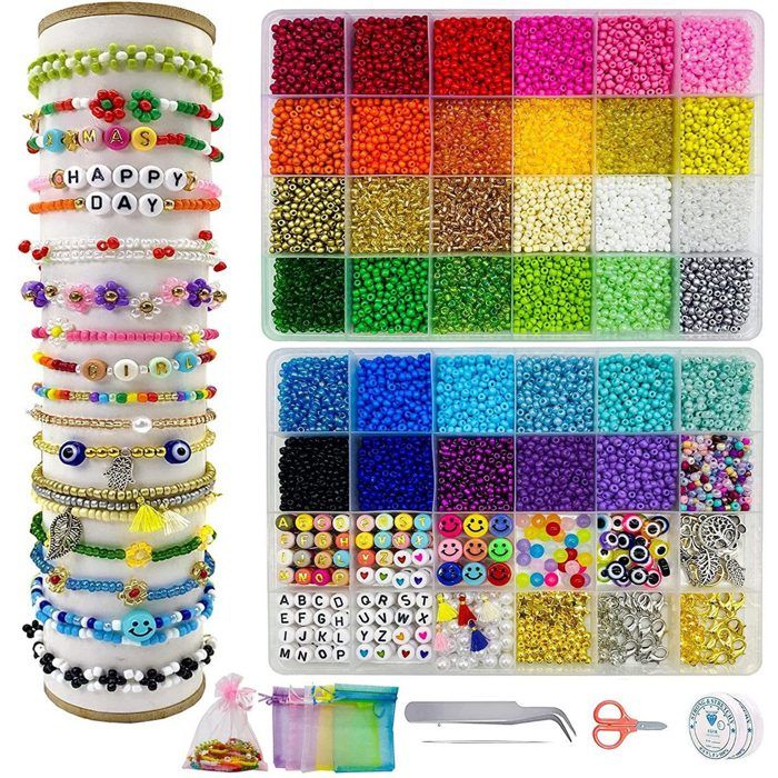 Kit De Fabrication De Bracelets En Perles De Verre, Perles Rondes De 8
