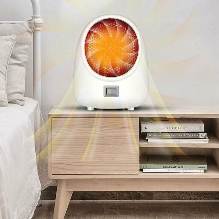 Chauffage D'appoint électrique 400W PTC Céramique - Radiateur Soufflant Compact Avec Effet Flamme 3D, Télécommande Et Minuterie