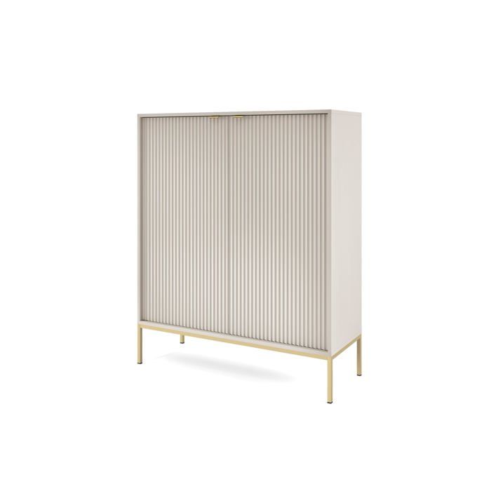 Commode - Cachemire - 2 Portes - 104 x 125 x 39 cm - Poignées dorées - Montage facile
