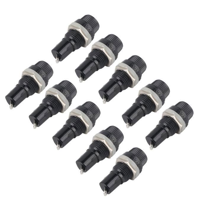 Lot De 10 Douilles Porte-fusible – Pour Fusibles Verre 5x20 Mm – Montage Panneau – Bouchon à Vis