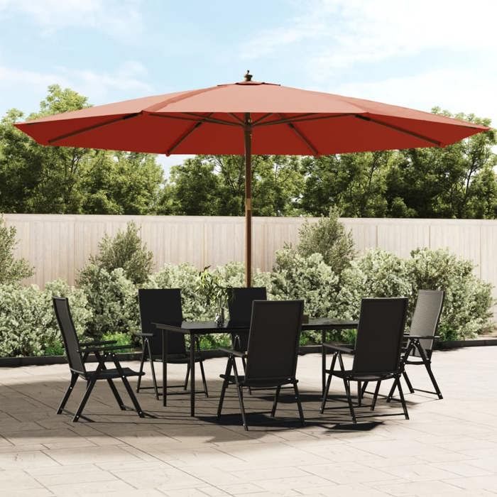 Parasol de jardin - Imperméable - avec mât en bois terre cuite 400x273 cm NEUF BM943948754