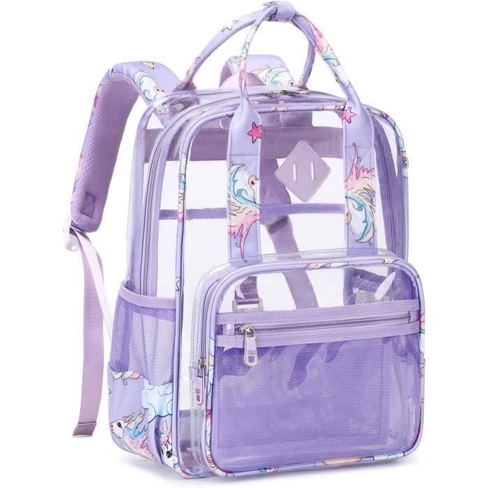 Sac dos transparent violet pour enfants Cartable transparent en PVC pour fille pour lcole maternelle et primaire violet SAC A DOS