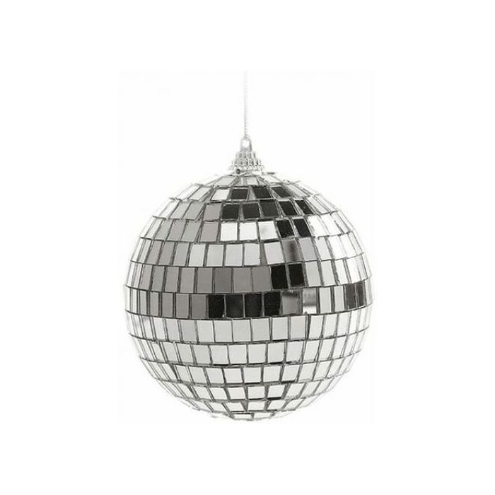 Boule Disco Argentée - Décoration De Fête Années 70 - 12,5 Cm - En ABS Et Verre