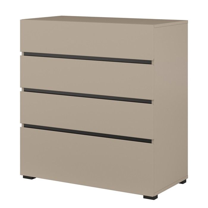 Commode HAVANA beige et noir – 4 tiroirs – Élégance moderne et rangement compact Commode HAVANA beige et noir – 4 tiroirs – Élégance moderne et rangement compact