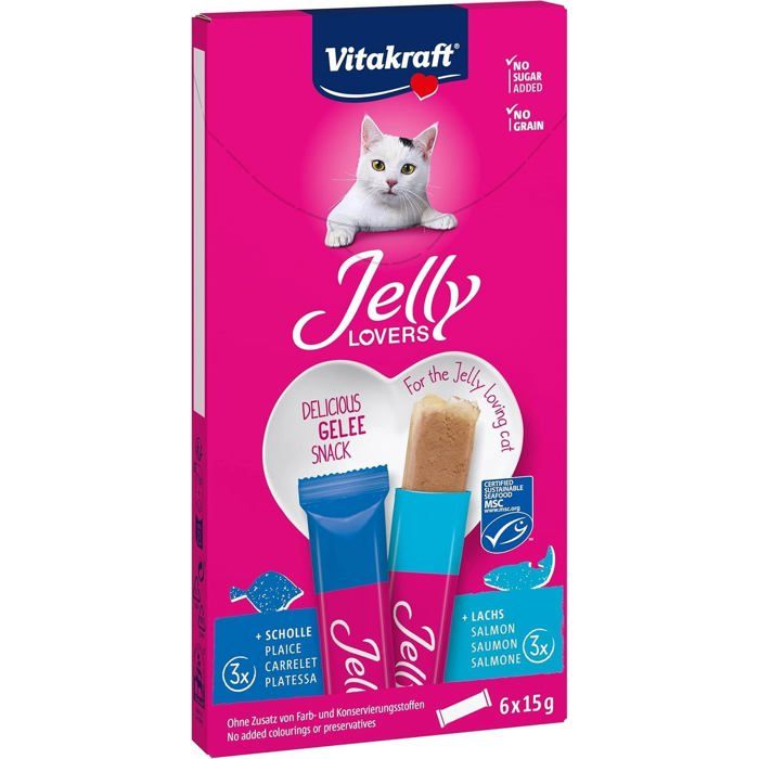 Meilleurs prix pour Friandises pour Chats - YUMI MAZAO - Vitakraft Jelly Lovers - Saumon & Plie - Sans Sucre - 90g