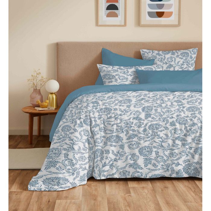 Pack complet housse de couette réversible Vanessa 6 pièces pour lit 140 x 190 Salma Bleu Pack complet housse de couette réversible Vanessa 6 pièces pour lit 140 x 190 Salma Bleu