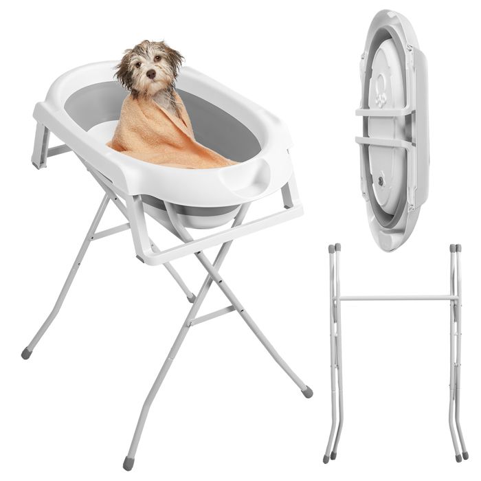 Meilleurs prix pour Baignoire pliable pour chien Avec support installation facile structure stable Gris 87 x 61 x 85 cm