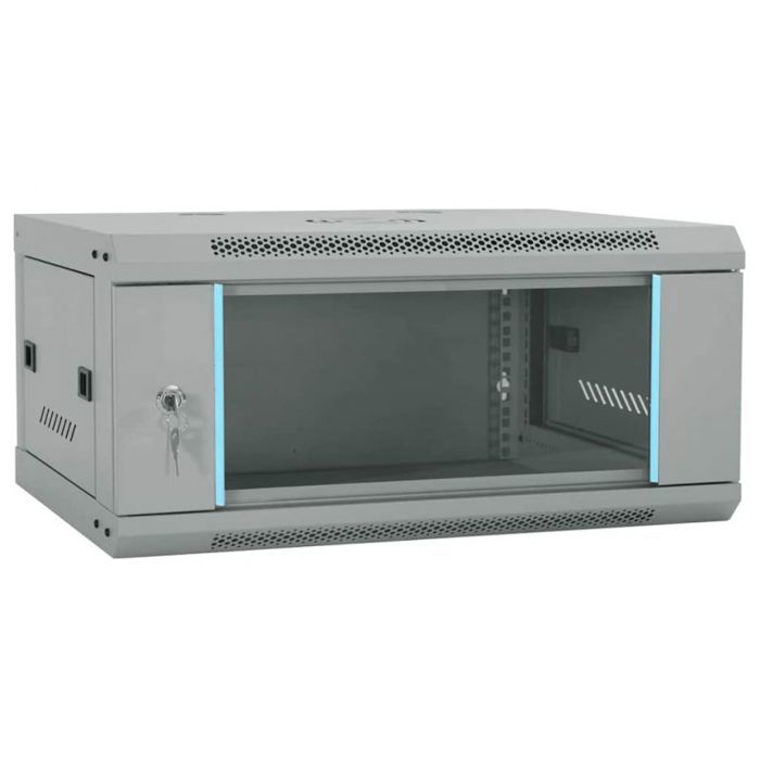 Armoire réseau - VIDAXL - 60 x 35 x 28 cm - Acier - Portes verre trempé - Serrure sécurisée