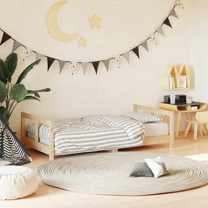 Cadre de lit enfant en bois - Happiness - 80x160 cm - Bois de pin massif - Brun - Lattes robustes Cadre de lit enfant en bois - Happiness - 80x160 cm - Bois de pin massif - Brun - Lattes robustes