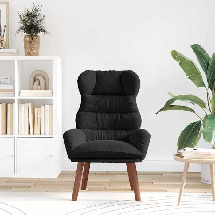 Noir Fauteuil relaxant - SOLOMON - Chaise salon - 1 personne - Noir 69x74x93 cm Velours FF5027