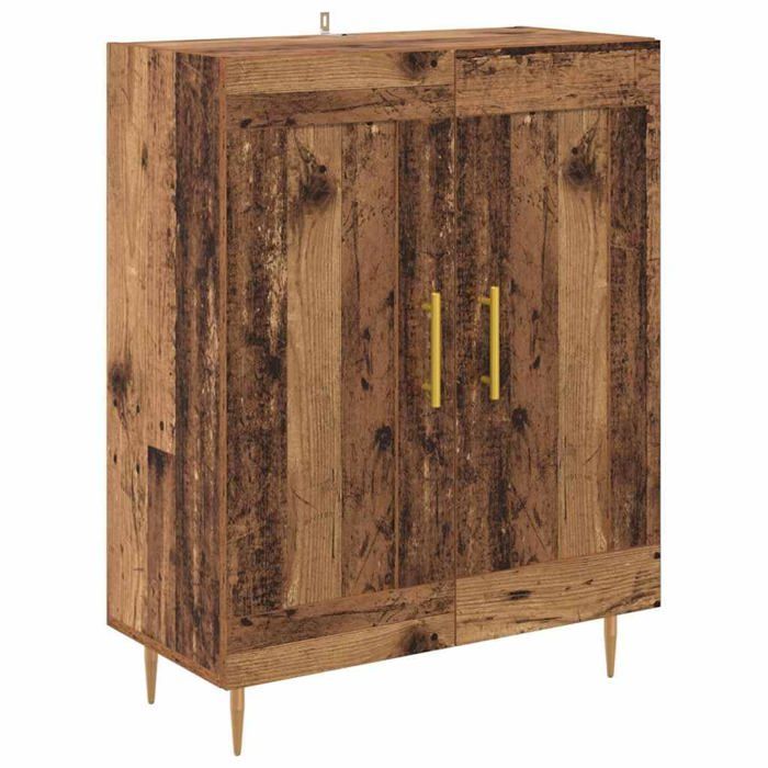 Buffet moderne - vidaXL - Bois ancien - 69 5 x 34 x 90 cm - Bois dingénierie et fer - 2 portes - Pieds en fer