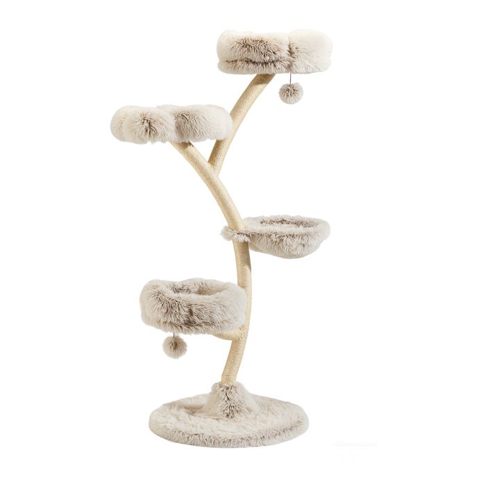 Meilleurs prix pour Fudajo Arbre à chat design 59 x 59 x 155 cm grattoir pour chat avec peluche et sisal aire de jeu tour d’escalade avec balle de je