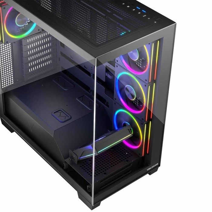 Boîtier PC - MODECOM - Volcano Stellar 5F - Verre trempé - 5 ventilateurs ARGB - USB-C