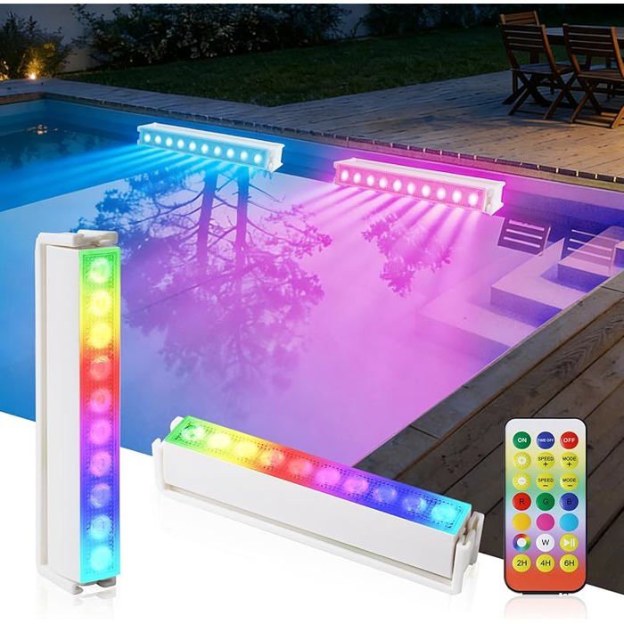 Lumière LED Sous Eau pour Piscine Sans Fil Rechargeable Lampe Submersible avec Télécommande 8 Modes 2 Pack