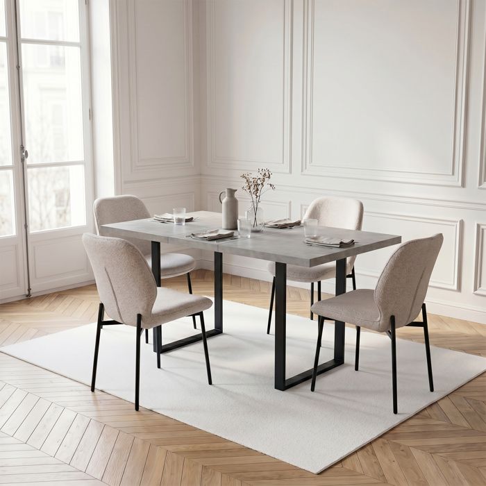 JIEXI Lot de 4 chaises de salle à manger modernes en tissu polaire avec pieds en métal pour salle à manger salon bureau beige