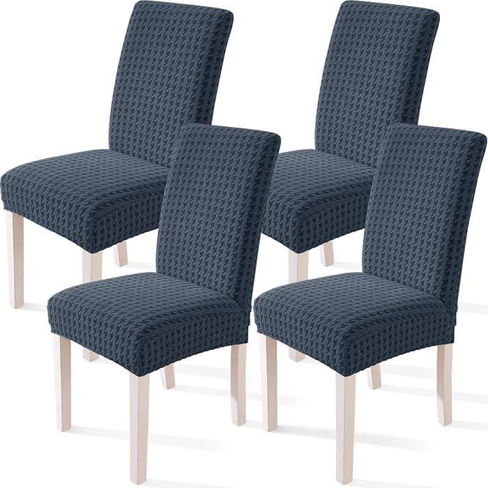 Housse de Chaise 4 Pièces Extensible Housse Chaise Salle à Manger Universel Housse pour Chaise 4 Pièces Gris Foncé