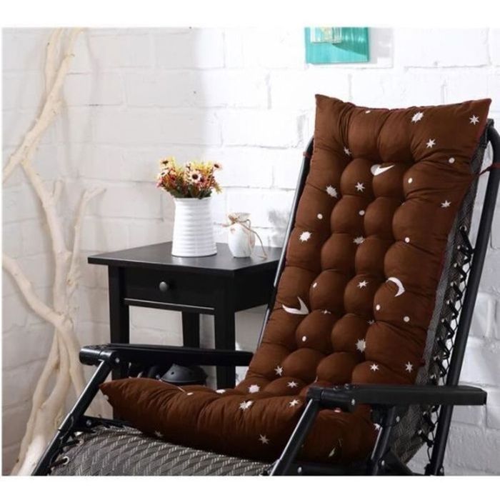 Coussin de Chaise Coussin Matelas pour Chaise Fauteuil Transat de Jardin Terrasse -Marron