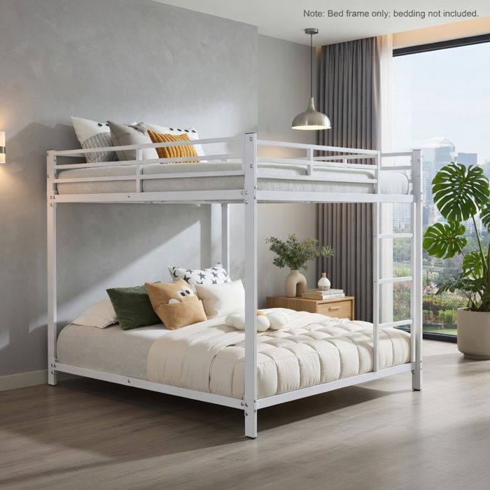 CollaHausse Lit Superposé 140x200 cm Blanc en Métal de Style Classique