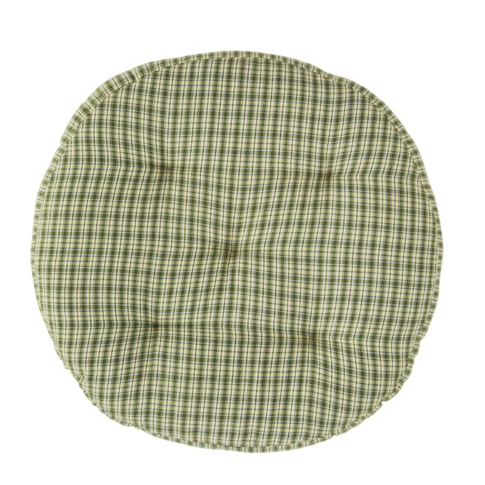 Galette de chaise ronde 100% coton carreaux MADAM STOLTZ Vert 45x45 cm