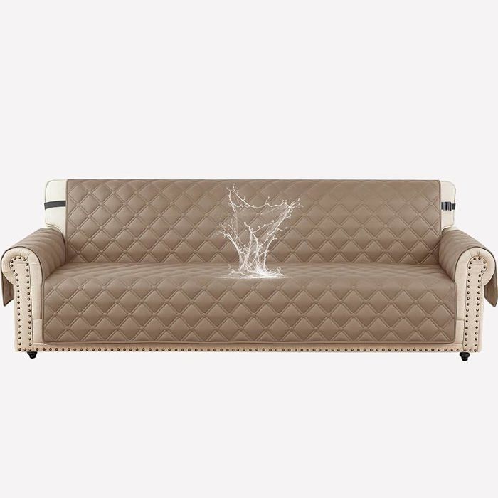 Impermeable Housse Canapé 4 Pces avec AccoudoirsUniverselle Couvre Canapé avec Poches 4 Pces (L 202 CM) Café Ci HOUSSE DE FAUTEUIL