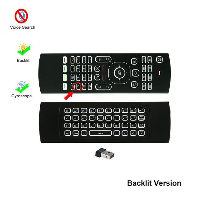 Clavier Souris Air Sans Fil 2.4G Avec Fonction Vocale - Compatible Android TV, Smart TV, PC, Présentation - Remplacement Télécommande - 2
