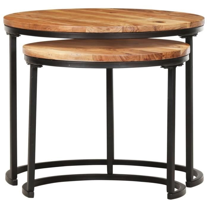 Tables gigognes 2 pcs bois de pin massif assortiment panama efe62794