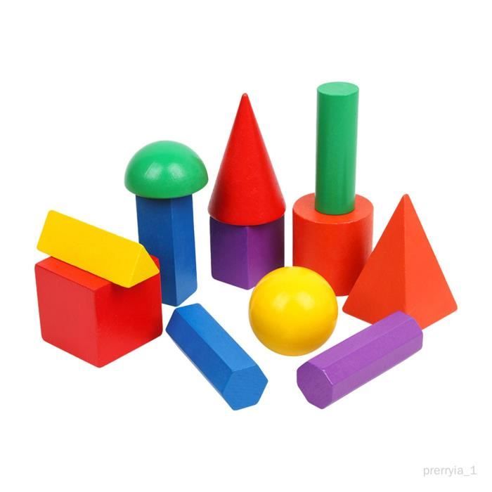 40 Pièces Solides Géométriques 3D Blocs Construction Éducatifs Montessori Avec Boîte