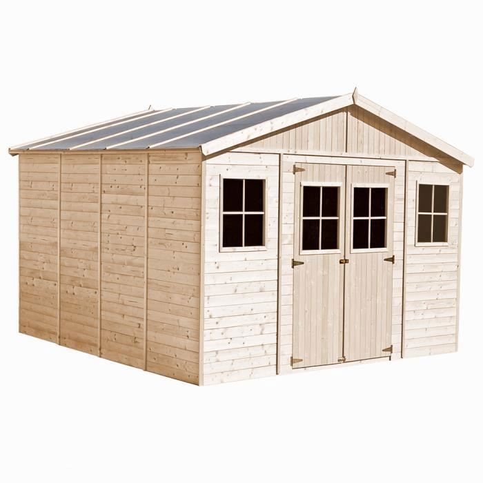 TIMBELA M330+M330G Abri de jardin en bois H246x418x420 cm/ 16 m&sup2; - AVEC PLANCHER IMPR&Eacute;GN&Eacute;