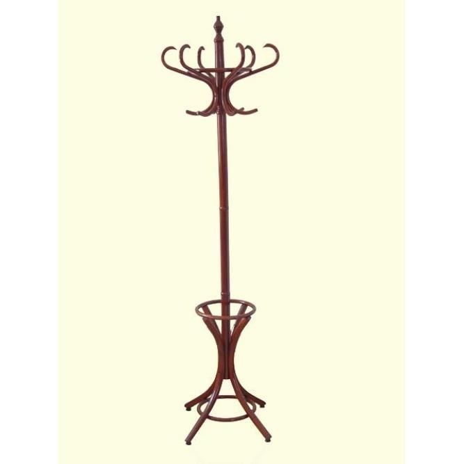 Porte Manteaux En Bois Verni Marron Sur Pied Style Thonet Avec Support Pour Parapluies