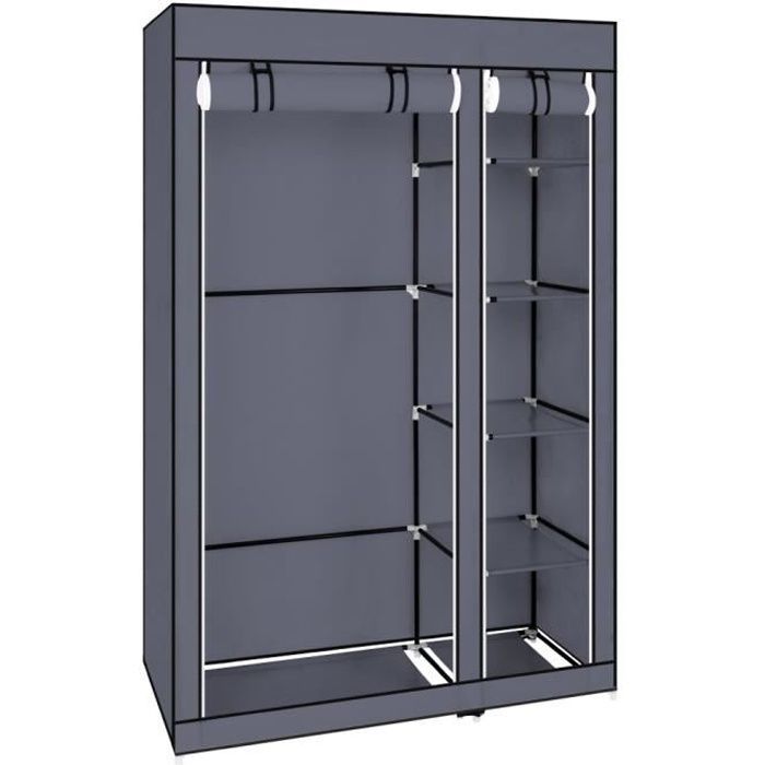 Penderie Armoire de rangement Gris - ALIGHTUP - 67 - 5 étagères - Tringle mobile Penderie Armoire de rangement Gris - ALIGHTUP - 67 - 5 étagères - Tringle mobile