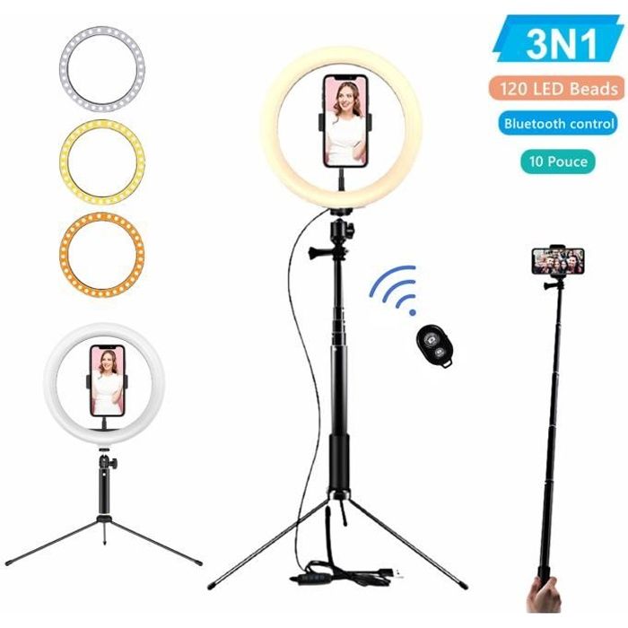 26Cm Rgb Ring Fill Light Avec 1.6M Trépied Télescopique Et Clip De  Téléphone Télécommande Ring Fill Lampe - Cdiscount Appareil Photo