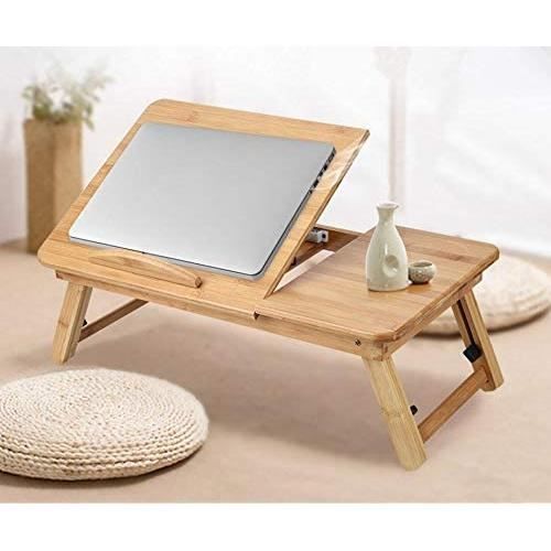 Table pour Ordinateur Portable en Bambou Pliable Plateau pour Ordinateur Portable Table dappoint inclinable pupitre de lit[444]
