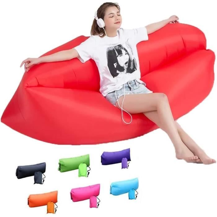 Hamac Gonflable Outplea Avec Dossier – Canapé Air Eau/terre, 190x80 Cm, Capacité 120 Kg – Vert Et Beige