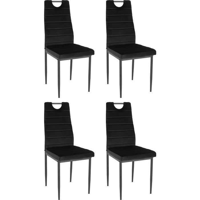 Lot de 4 chaises de salle à manger en velours noir