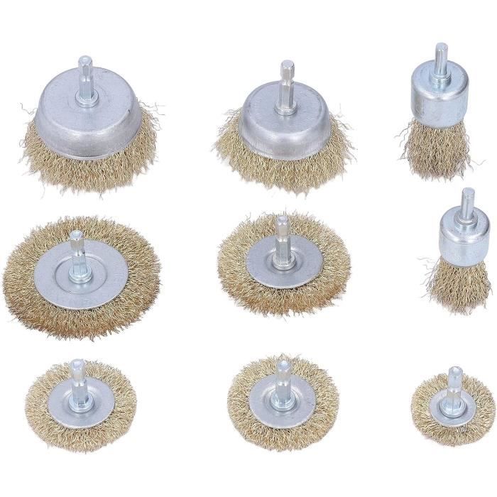 Lot De 3 Brosses En Nylon - Roue Et Brosse Pot Pour Enlever Rouille, Peinture, Calamine - Tige 1/4 Pour Perceuse - Nettoyage Métal, Plastique, Pierre