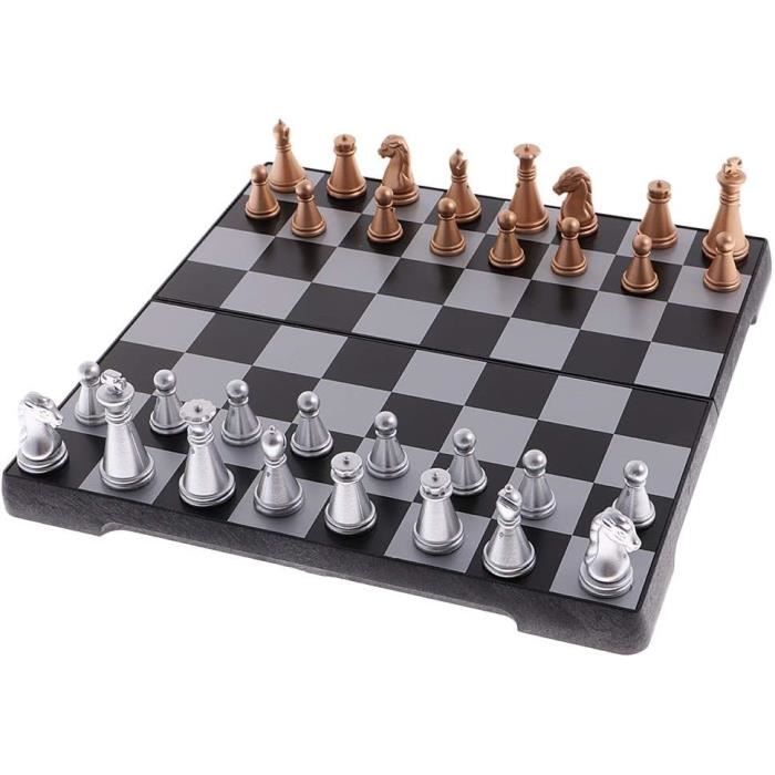 Jeu D'échecs Magnétique Portable – Plateau Pliable, 20 Aimants, Avec Corde Et Sac – Idéal Voyage, Camping, Soirée Jeux