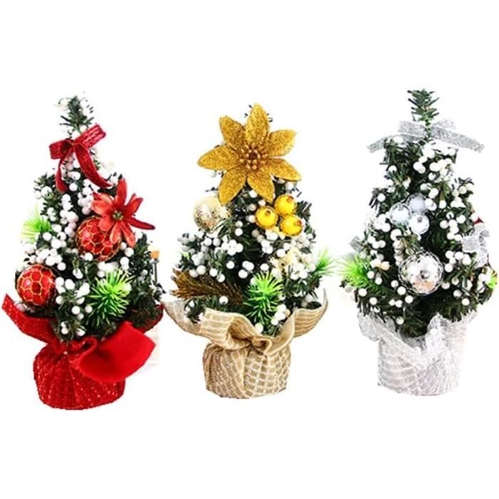 Mini Mini Sapin De Noël Avec Base En Tissu Et Ornements, Sapin De Noël