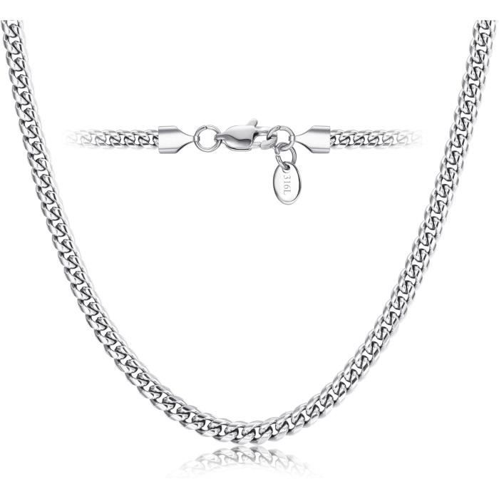 Collier Cubain Homme Argent S925 - Chaîne à Maillons 8mm De Large, Bijou élégant Pour Quotidien Ou Occasions