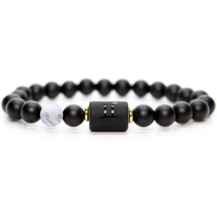 Bracelet Élastique Avec Initiale En Pierre Naturelle Et Perles Imitation Nacre - Personnalisable De A à Z