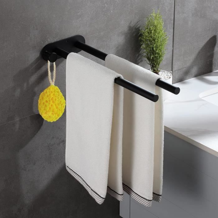 Porte-serviettes Mural Sans Perçage à 4 Bras - Ventouses Puissantes En Aluminium Anthracite - Pour Salle De Bain Et Cuisine - 7