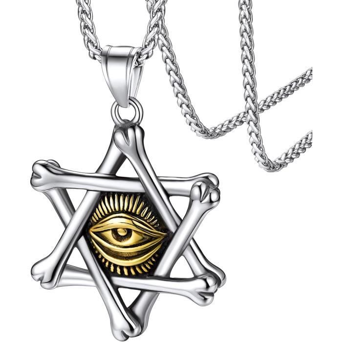 Collier Rouge Hamsa Amulette – Étoile De David – Bijou Porte-bonheur Kabbale