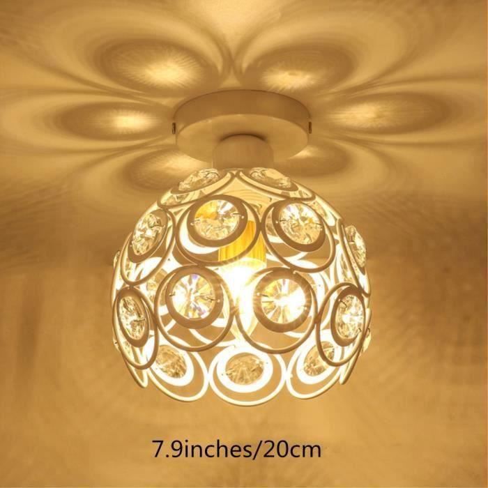 Plafonnier en Cristal Métal fer Lampe de Plafond Lustre Moderne Simple E27 pour salon chambre à coucher couloir - 20cm